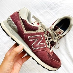 New Balance Burgundy 574 Suede Sneakers Size 7